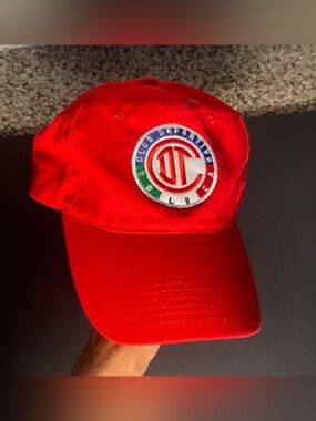 Toluca “Siempre Diablos” Cap Adjustable Strap Red Embroidered Logo Liga MX